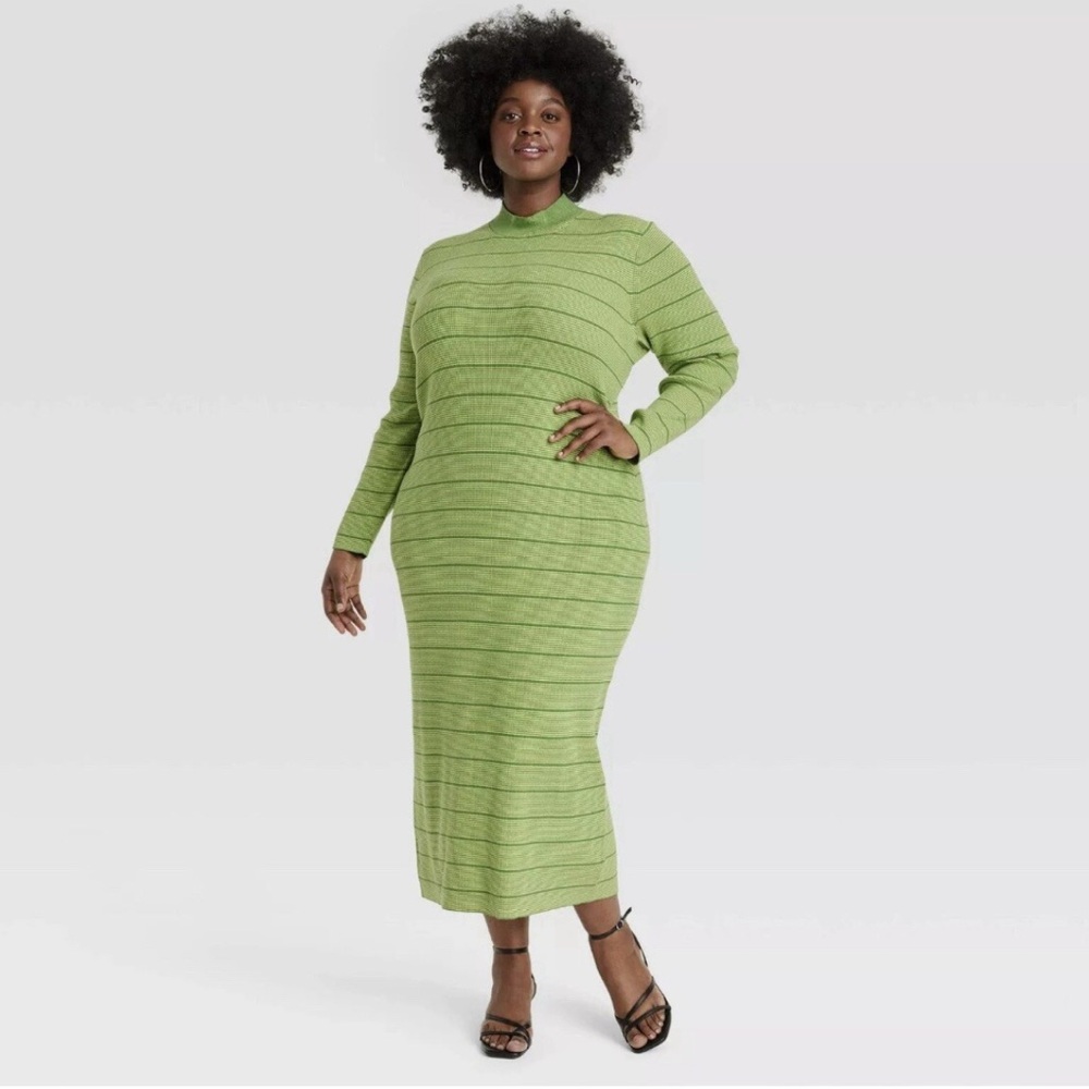 House of Aama × Target Black History Month Women's Long Sleeve Green Knit Dress
